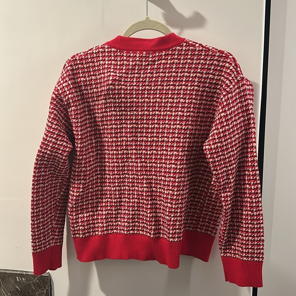 Sandro Red and White Checkered Cardigan - Picture 3 of 3